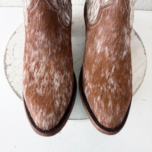 Lane Plain Jane Cowhide Cowboy Boots Tall Brown Western Hair on Hide Womens 11 - Picture 6 of 10